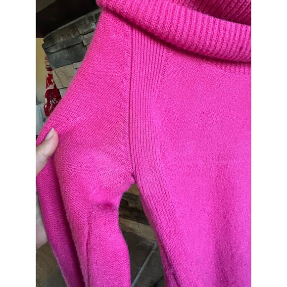 Anthropologie Moth Bright Pink Tunic Brenta‎ Cowl Neck Sweater Women's Size M - Picture 7 of 8